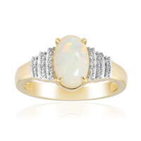 Anillo en oro con Ópalo blanco de Brasil