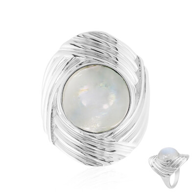 Anillo en plata con Piedra de Luna arcoíris (MONOSONO COLLECTION)