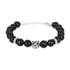 Brazalete en plata con Ágata negro (Adela Silber)
