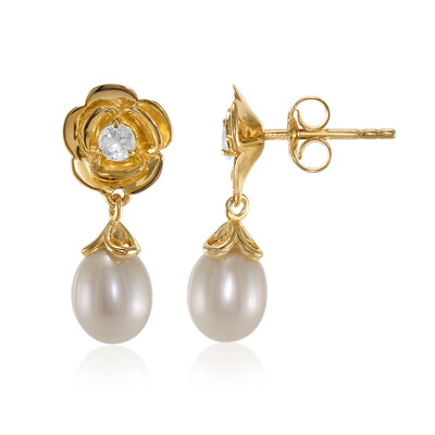 Pendientes en plata con Perla Freshwater