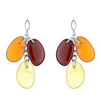 Pendientes en plata con Ámbar báltico cognac