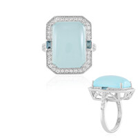Anillo en plata con Calcedonia agua