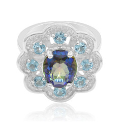 Anillo en plata con Cuarzo Místico azul