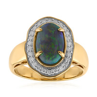 Anillo en oro con Ópalo negro de Lightning Ridge (de Melo)