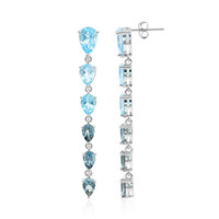 Pendientes en plata con Topacio azul suizo