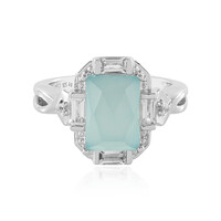Anillo en plata con Calcedonia agua