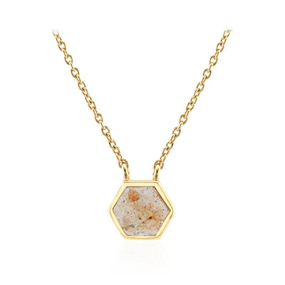 Collar en plata con Piedra de luna melocotón