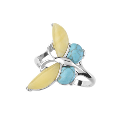 Anillo en plata con Ámbar báltico Milky (dagen)