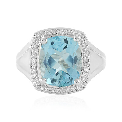 Anillo en plata con Topacio azul cielo