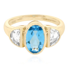 Anillo en oro con Topacio azul suizo (La Revelle)