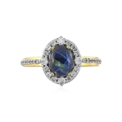 Anillo en plata con Zafiro estrella azul