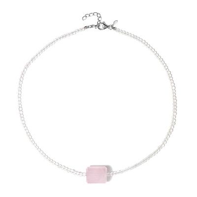 Collar en plata con Cuarzo rosa