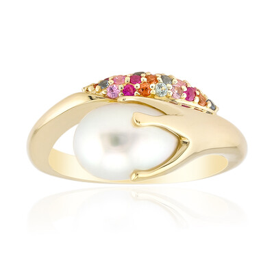 Anillo en oro con Perla blanca del mar del sur (Michelle Albala)