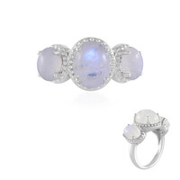 Anillo en plata con Piedra de Luna arcoíris