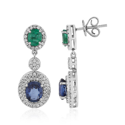 Pendientes en oro con Zafiro azul Ceylon