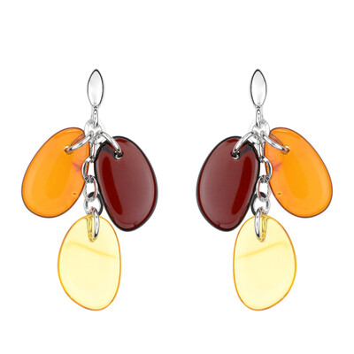 Pendientes en plata con Ámbar báltico cognac (dagen)