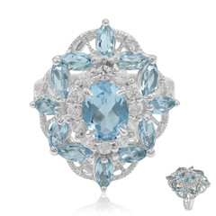 Anillo en plata con Topacio azul cielo
