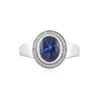 Anillo en plata con Zafiro estrella azul