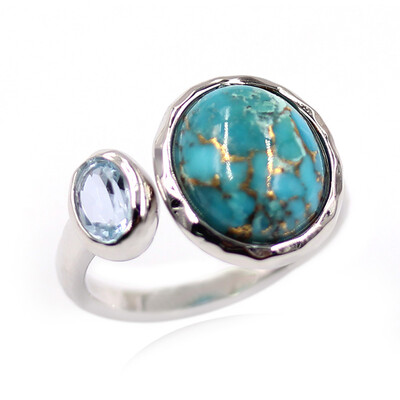Anillo en plata con Turquesa azul cuprífera (Faszination Türkis)