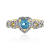 Anillo en plata con Topacio azul suizo