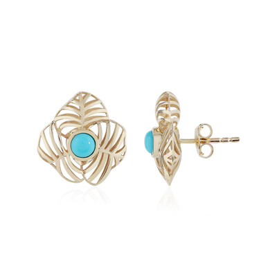 Pendientes en oro con Turquesa bella durmiente (Ornaments by de Melo)