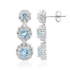 Pendientes en plata con Topacio azul cielo