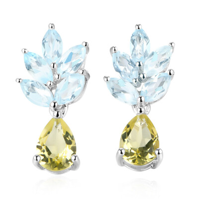 Pendientes en plata con Citrino de color limón