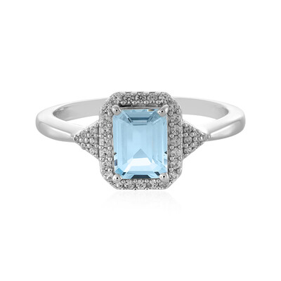 Anillo en plata con Topacio azul cielo