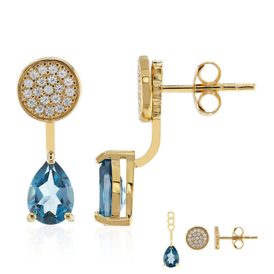 Pendientes en plata con Topacio azul de Londres (M de Luca)