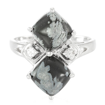 Anillo en plata con Obsidiana Copo de Nieve