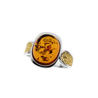 Anillo en plata con Ámbar báltico