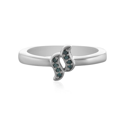 Anillo en plata con Diamante azul I2