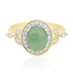Anillo en oro con Jadeita verde noble