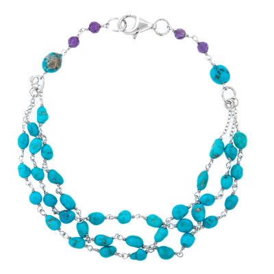 Brazalete en plata con Turquesa bella durmiente (Anne Bever)