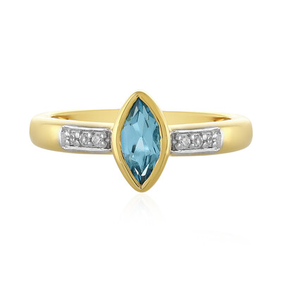 Anillo en plata con Topacio azul suizo