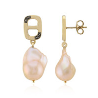 Pendientes en plata con Perla naranja Freshwater (TPC)
