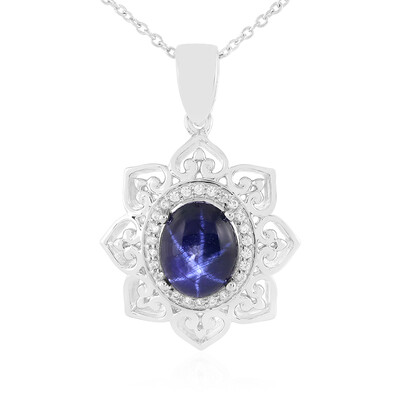 Collar en plata con Zafiro estrella azul