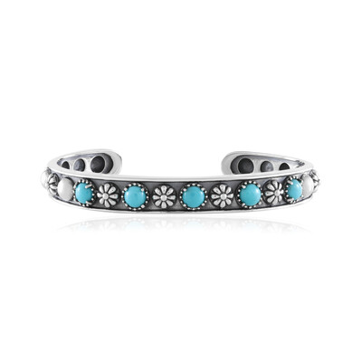 Brazalete en plata con Turquesa bella durmiente (Desert Chic)