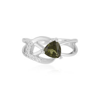 Anillo en plata con Moldavita