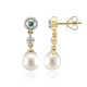 Pendientes en oro con Perla blanca del mar del sur (Michelle Albala)