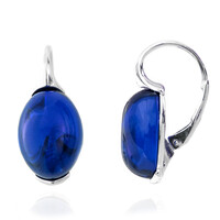 Pendientes en plata con Ámbar colombiano azul