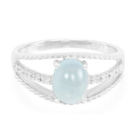 Anillo en plata con Aragonita azul