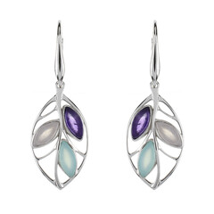 Pendientes en plata con Ágata azul agua