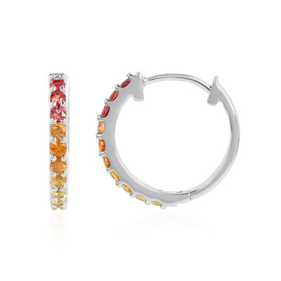 Pendientes en plata con Zafiro naranja