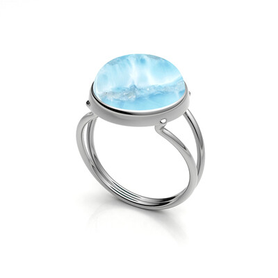 Anillo en plata con Larimar