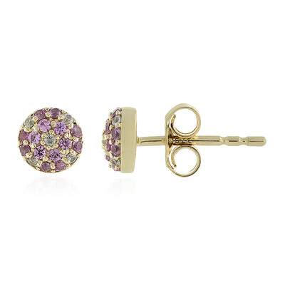 Pendientes en oro con Zafiro rosado