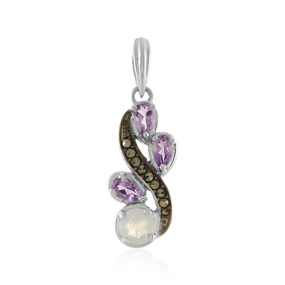 Colgante en plata con Piedra de Luna arcoíris