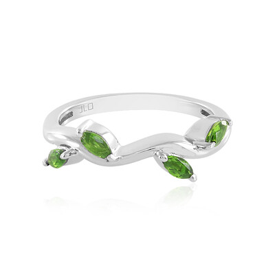 Anillo en plata con Diópsido de Rusia
