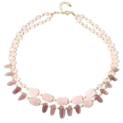 Collar en plata con Cuarzo rosa (Riya)