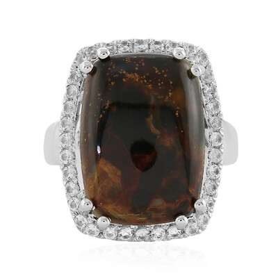 Anillo en plata con Piertersita dorada